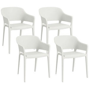 Set 4 Scaune Gradina Plastic PP – Spatar inalt, Cotiera, Rezistente UV - Img 1