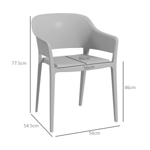 Set 4 Scaune Gradina PP Exterior – Spatar inalt & Cotiera, Stivuibile - Img 3