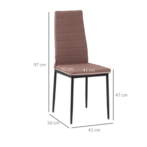 Set 4 Scaune Moderne – Metal & Material Textil Captusit, Kaki - Img 3