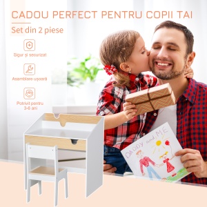 Set Birou și Scaun pentru Copii 6-10 Ani cu Raft și Sertar - Img 4
