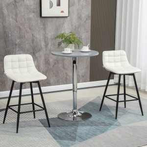 Set de 2 scaune de bar cu spatar si suport pentru picioare, scaune inalte tapitate in stil nordic din metal si catifea, alb-crem, 45x47x84 cm - Img 2