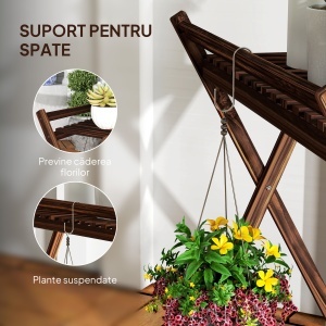 Set de 2 Suporturi pentru Plante cu 2 Niveluri, 73x36x64 cm, Maro - Img 6