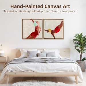 Set de 2 Tablouri Moderne pe Pânză, Imprimare Artistică pentru Perete cu Cârlige Incluse, 40x40 cm - Img 4