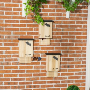 Set de 3 Adăposturi pentru Liliac din Lemn de Brad pentru Exterior, 25x6x37.5 cm, Lemn Natural - Img 2
