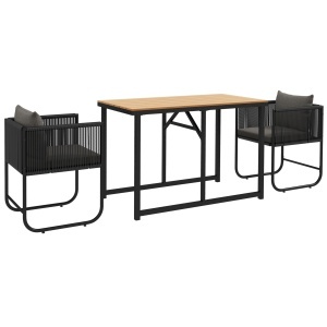 Set de dining din 3 piese din ratan pentru terasa, Masa - Img 1