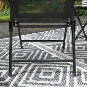 Set de Exterior din 3 Piese cu Masă cu Blat din Sticlă și 2 Scaune Pliabile din Plasă, Ф45x50 cm, Gri Deschis - Img 9