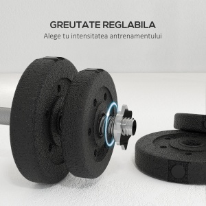 Set de Gantere 30 kg (8x2.5 kg, 4x1.5 kg) cu 12 Discuri și 2 Gantere de 2 kg, 43x18x7.5 cm, Negru - Img 4