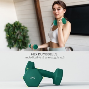 Set de Gantere de Sală cu Suport Pliabil, 2x1 kg, 2x2 kg, 2x3 kg, Gantere Hexagonale de Metal cu Mâner, Antrenament Fitness Acasă, Multicolor - Img 7