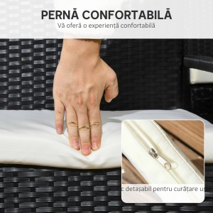 Set de Grădină 7 Piese din Ratan cu Masă și 6 Scaune Negru și Bej - Img 6