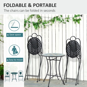 Set de Gradina cu Mozaic de 3 Piese, din Metal, Verde - Img 5