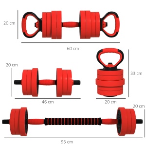 Set de Greutăți pentru Sală 4 în 1 din Plastic și Nisip, Roșu - Img 3