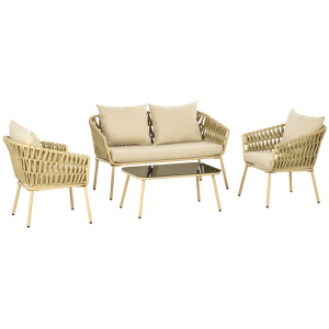 Set de Mobilier de Gradina cu 4 Piese cu Ratan din PE - Img 1