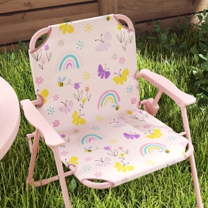 Set de Mobilier de Grădină din 4 Piese cu Masă, Scaune și Umbrelă de Soare Reglabilă, 50xΦ49,5 cm, Roz - Img 8