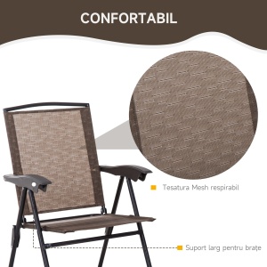 Set de mobilier pentru gradina cu masa din sticla securizata, maro - Img 5