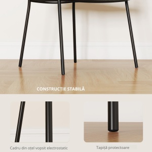 Set de Scaune, Scaune de Bucătărie Tapițate Moderne din Catifea cu Spate, Cotieră și Picioare Metalice, 57x53x73 cm, Verde - Img 4