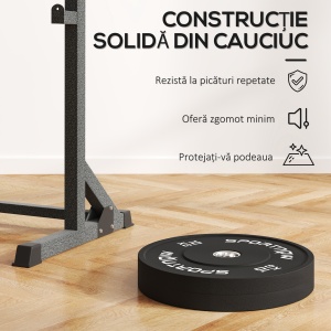 Set Discuri de Greutate din Cauciuc Solid cu Orificii, 45x4 cm, Negru - Img 4