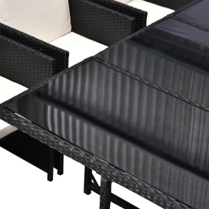 Set e Mobilier de Gradina in PE Rattan Set de Pranz 11 bucati cu Perne, Negru - Img 8