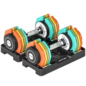Set Gantere Ajustabile 2x2/4/6/8/10kg cu Suport de Stocare, Gantere Ajustabile Compacte cu Blocare Sigură și Mâner Antiderapant, Antrenamentul Fitness Acasă, Multicolor