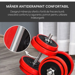 Set Haltere & Gantere – 20 kg, Discuri PP Rezistente - Img 4