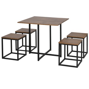 Set Masa Bar Industrial – 5 Piese (Masa + 4 Scaune)