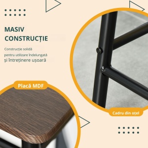 Set Masa inalta cu 2 Scaune – Bar & Bucatarie cu Raft Integrat - Img 4