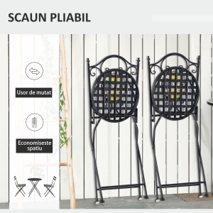 Set Masa si Scaune de Gradina din Metal cu Majolica Colorata - Img 4