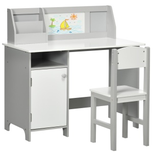 Set Masă și Scaune pentru Copii 5-8 Ani cu Spațiu de Depozitare, Tablă și Scaun, 90x45x85 cm, Roz - Img 1