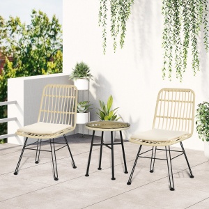 Set masuta de cafea si scaune de veranda cu 3 piese, din ratan PE, Bej - Img 2
