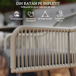 Set Mobilier de Grădină cu Masă Rotundă și 4 Scaune, 54x65x80 cm, Maro Deschis - Img 4