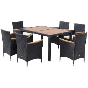 Set Mobilier Gradina 7 Piese – Ratan, Lemn & Perne Moi - Img 1