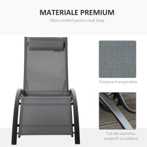 Sezlong de Gradina 5 Inclinari din Aluminiu - Img 6
