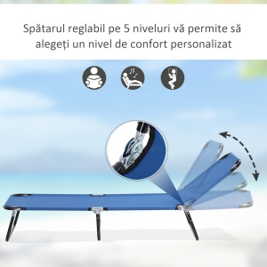 Sezlong de Gradina cu Spatar Reglabil in 5 Pozitii, Sezl - Img 4