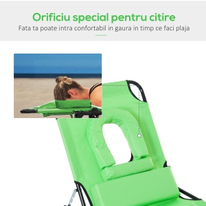 Sezlong Pliabil cu Orificiu pentru Fata si Perne, din Otel si Tesatura Oxford - Img 7