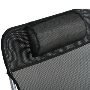 Șezlong Pliabil cu Spătar Reglabil pe 5 Niveluri și Pernă, Șezlong de Grădină cu Material Texteline, pentru Plajă Piscină Grădină, 182x56x28 cm, Negru - Img 8
