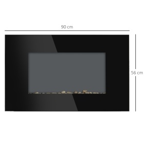 Soba Electrica de Perete sau Sol 2000W cu Flama LED 7 Culori, Negru, 90x56x9.5cm - Img 3