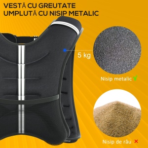 Soozier Vestă cu Greutate Respirabilă de 5 kg cu Buzunar de Depozitare și Bretele de Umăr, Vestă cu Greutate, 40x35 cm, Negru - Img 5