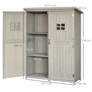 Sopron Lemn 127,5×50×164 cm – Casuta Gradina cu Polite si Usi Duble - Img 3