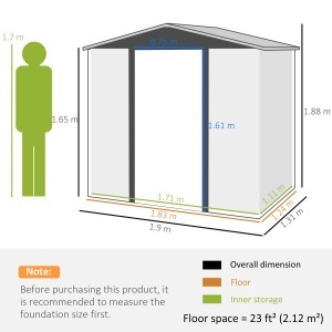 sopron Metalic de Depozitare pentru Gradina, 6.2 x 4.3 ft - Img 3