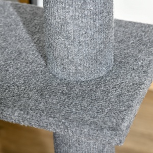 Stâlp de Zgâriat pentru Pisici pe 4 Niveluri și Fixare pe Tavan Reglabil, 43x27x228-260 cm, Gri - Img 9