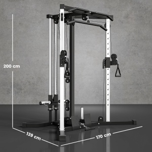 Stație de Fitness cu 15 Poziții Reglabile, Bară pentru Tracțiuni și Halteră, 170x139x200 cm, Negru - Img 3