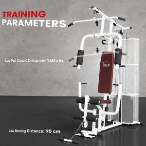 Stație Fitness Multifuncțională cu 4 Perne din Oțel și PU Alb - Img 7