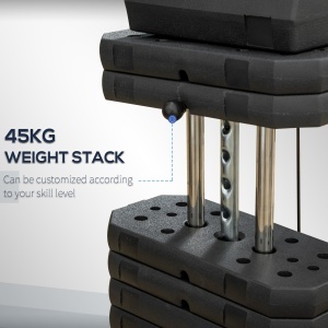 Statiune fitness cu greutati de 45kg pentru antrenament profesional la tine acasa, din otel, 135x103x210cm, Negru - Img 5