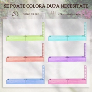 Strat Înălțat pentru Grădină cu Spalier și Fund Deschis, 230x60x110 cm, Lemn Natural - Img 5