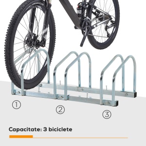 Suport de parcare pentru 3 biciclete din otel, 70,5 x 33 x 27cm, argintiu - Img 4