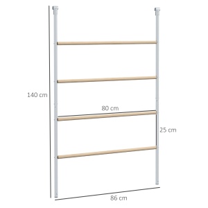 Suport pentru Găini pe 4 Niveluri, Posatoiu din Lemn și Oțel Galvanizat, Scară pentru Coteț, 4-6 Găini, 140x86x2,5 cm, Lemn Natural - Img 3