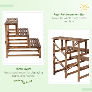 Suport pentru Ghivece cu 3 Niveluri din Lemn de Brad, 80x80x78 cm, Lemn Natural - Img 6