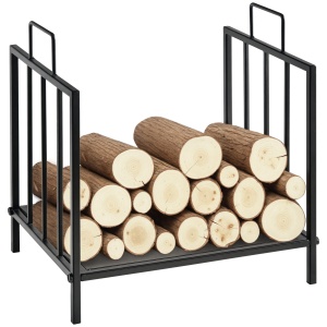 Suport pentru Lemne pentru Interior și Exterior cu 2 Mânere, 44,5x33x46,5 cm, Negru