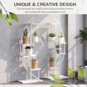 Suport pentru plante cu 5 niveluri Scara in forma de jumatate de luna Suport pentru ghivece Raft pentru interior, exterior, camera de zi, studiu, balcon si dormitor - Img 7
