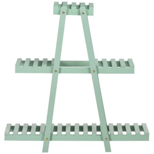 Suport pentru plante din lemn de brad cu 3 niveluri pentru interior si exterior, 76x26x76cm, verde deschis - Img 4