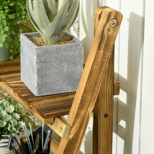 Suport pentru Plante Pliabil, Jardinieră cu 3 Niveluri, Raft de Exterior pentru Plante, 80x37x93 cm, Lemn Natural - Img 9